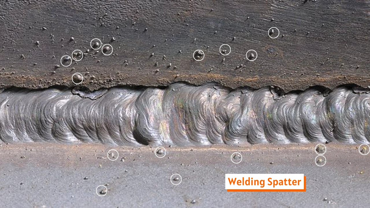 Weld spatter consists of droplets of molten metal or non-metallic material that are scattered or splashed during the welding process.